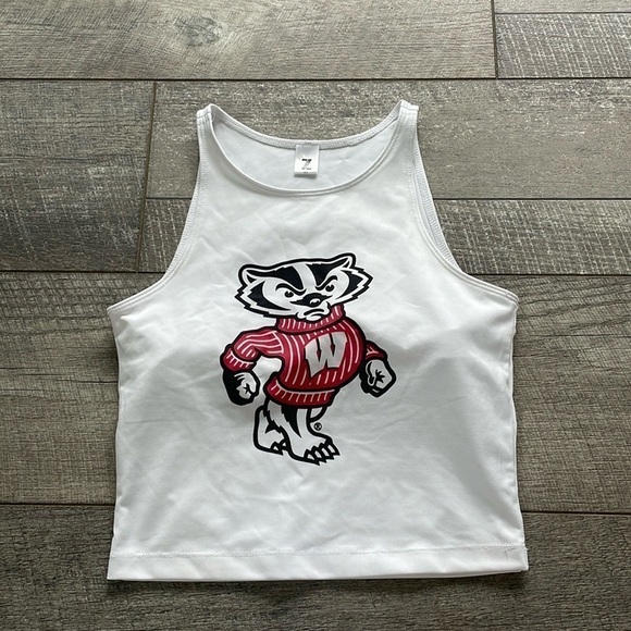 Zoozatz Bucky Badger Crop Top Tank Top with Built in Bra Size XS - Picture 3 of 9